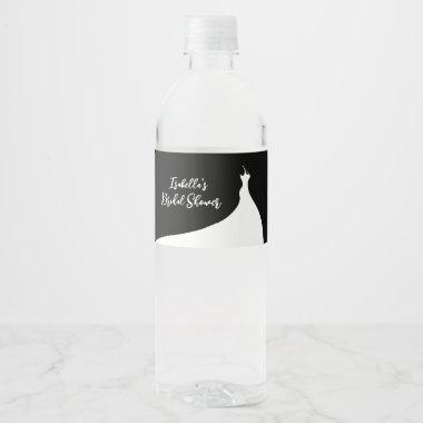 Elegant Bridal Shower black Water Bottle Label