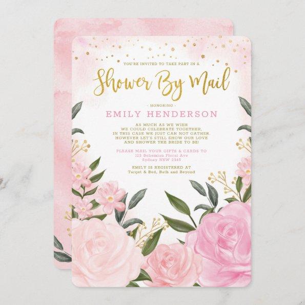 Elegant Bridal Shower By Mail Blush Pink Floral Invitations