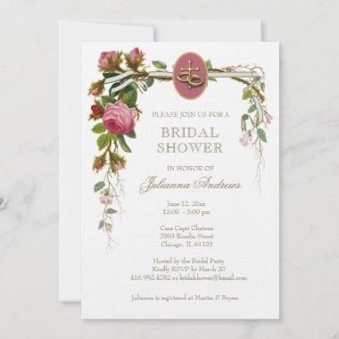 Elegant Bridal Shower Christian Roses Invitations
