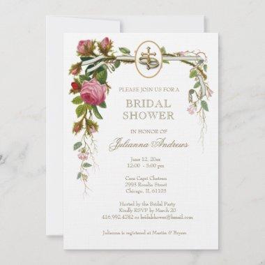 Elegant Bridal Shower Christian Roses Invitations