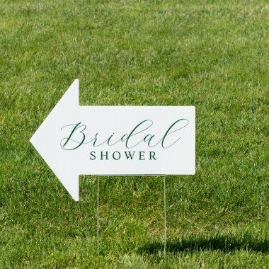 Elegant Bridal Shower Direction Dark Green Sign