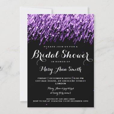 Elegant Bridal Shower Falling Stars Purple Invitations