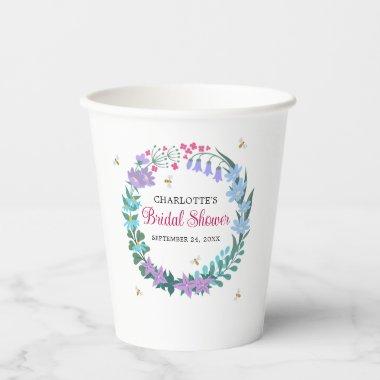 Elegant  Floral Wildflowers Garland Paper Cups