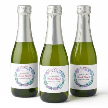 Elegant  Floral Wildflowers Garland Sparkling Wine Label