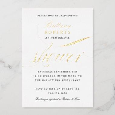 Elegant Bridal Shower Gold Foil Foil Invitations