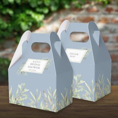 Elegant  Greenery Leaves Dusty Blue Favor Boxes