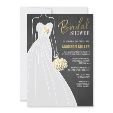 Elegant Bridal Shower Invitations | Black and Gold