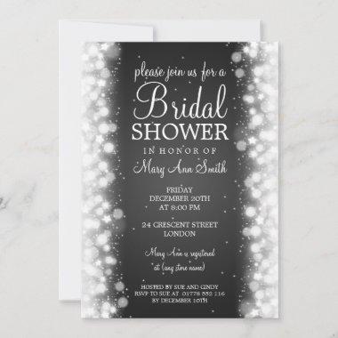 Elegant Bridal Shower Magic Sparkle Black Invitations