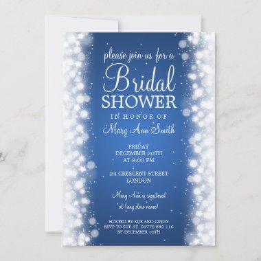 Elegant Bridal Shower Magic Sparkle Blue Invitations