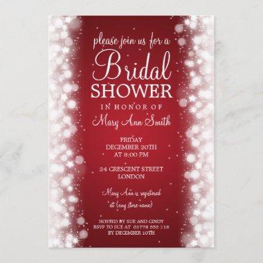 Elegant Bridal Shower Magic Sparkle Red Invitations