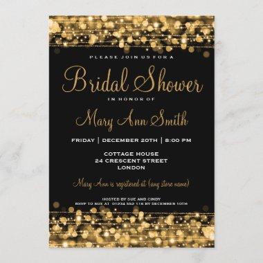 Elegant Bridal Shower Party Sparkles Gold Invitations