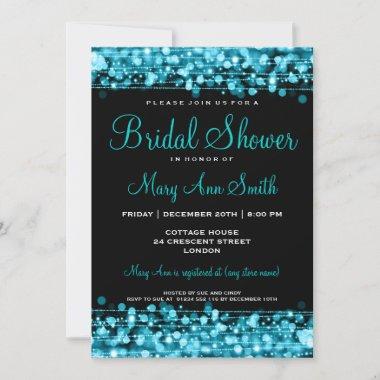 Elegant Bridal Shower Party Sparkles Turquoise Invitations