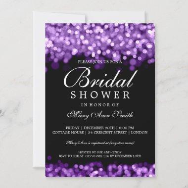 Elegant Bridal Shower Purple Lights Invitations