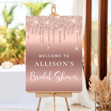 Elegant Bridal Shower Rose Gold Glitter Welcome Foam Board