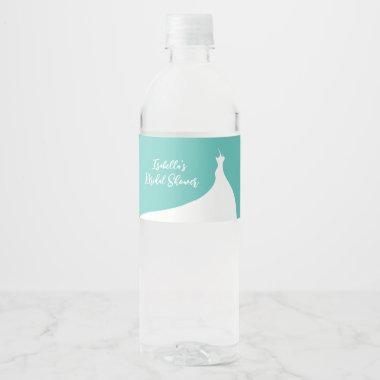 Elegant Bridal Shower turquoise Water Bottle Label