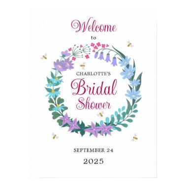 Elegant  Wildflowers Garland Welcome Poster