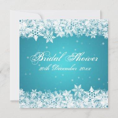 Elegant Bridal Shower Winter Snowflakes Blue Invitations