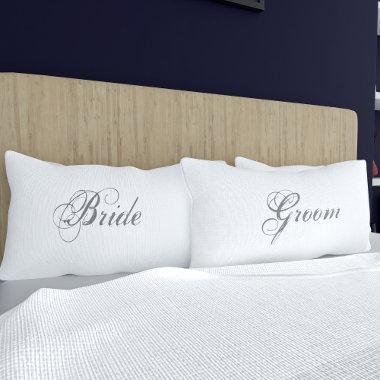 Elegant Bride and Groom White Wedding Pillow Case