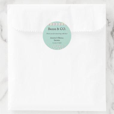 Elegant Bride & Co Teal Blue Pearl  Classic Round Sticker