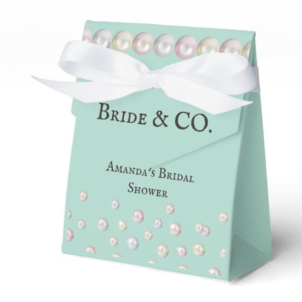 Elegant Bride & Co Teal Blue Pearl Bridal Shower Favor Box