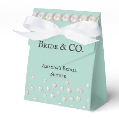Elegant Bride & Co Teal Blue Pearl Bridal Shower Favor Boxes