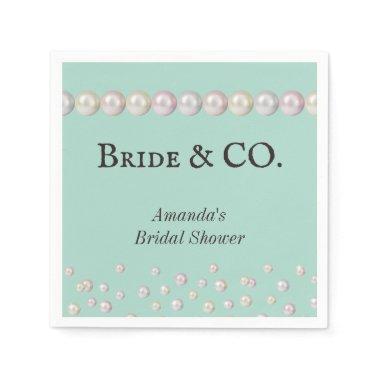 Elegant Bride & Co Teal Blue Pearl Bridal Shower Napkins