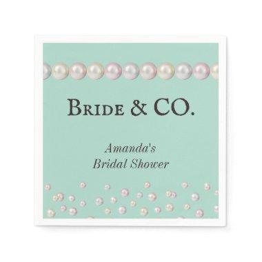 Elegant Bride & Co Teal Blue Pearl  Napkins