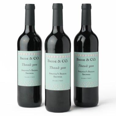 Elegant Bride & Co Teal Blue Pearl  Wine Label