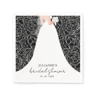 Elegant Bride on Black Paper Napkin
