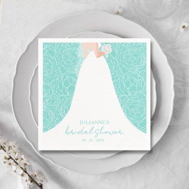 Elegant Bride on Turquoise  Napkins