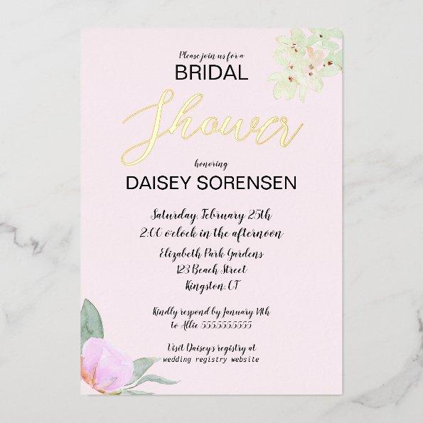Elegant Bride Pink and Gold Shower Foil