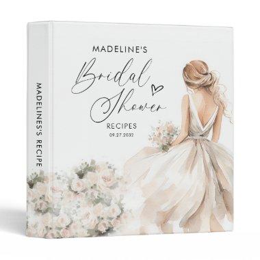 Elegant Bride to be Gown  Recipe 3 Ring Binder