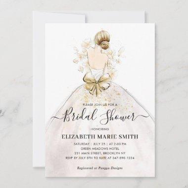 Elegant Bride Wedding Gown Dress Bridal Shower Invitations