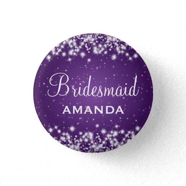 Elegant Bridesmaid Winter Sparkle Purple Pinback Button