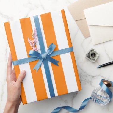 Elegant Bright Orange and White Striped Pattern Wrapping Paper