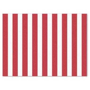 Elegant Bright Red and White Striped Pattern Tissue Paper