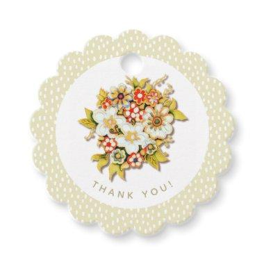 Elegant Bright Wild Floral Dots Pattern Wedding Favor Tags