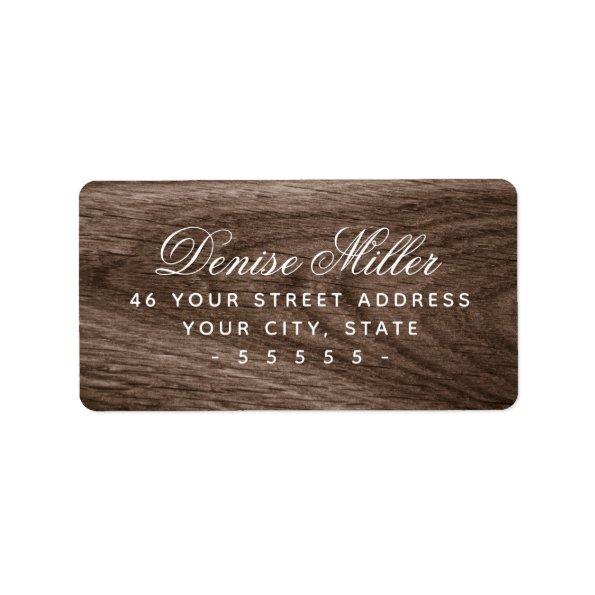 Elegant brown wood grain return address label