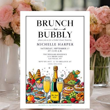 Elegant Brunch and Bubbly Bridal Shower Invitations