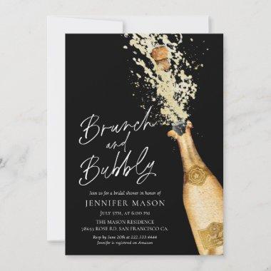 Elegant Brunch and Bubbly Bridal Shower Invitations