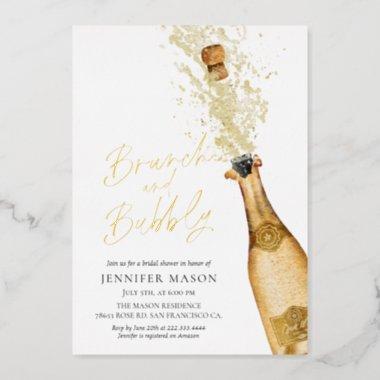 Elegant Brunch and Bubbly Champagne Bridal Shower Foil Invitations