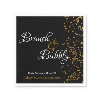 Elegant Brunch Bubbly Bridal Shower Gold Confetti Napkins