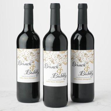 Elegant Brunch Bubbly Bridal Shower Gold Confetti Wine Label