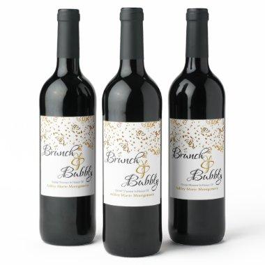 Elegant Brunch Bubbly  Gold Confetti Wine Label
