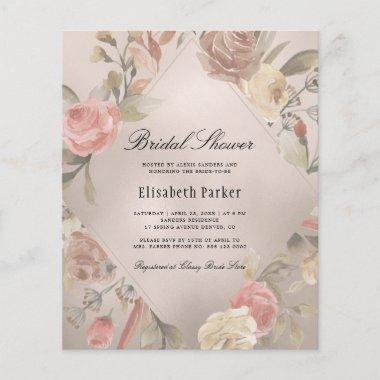 Elegant BUDGET rose gold bridal shower Invitations