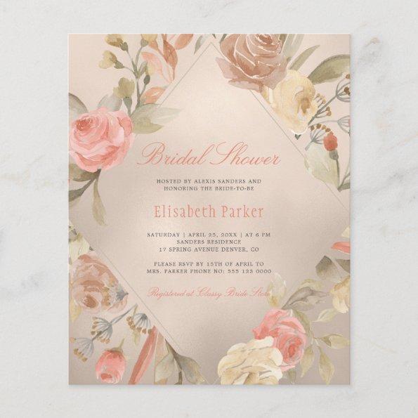 Elegant BUDGET rose gold bridal shower Invitations