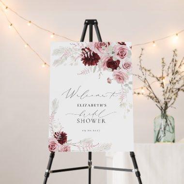 Elegant Burgundy Floral  Welcome Foam Board