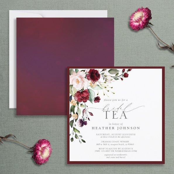 Elegant Burgundy Floral Bridal Tea Shower