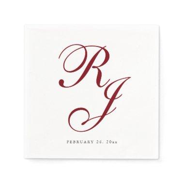 Elegant Burgundy Monogram Wedding Napkins