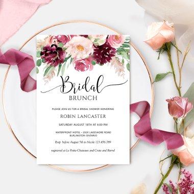 Elegant Burgundy Pink and Blush Bridal Shower Invitations